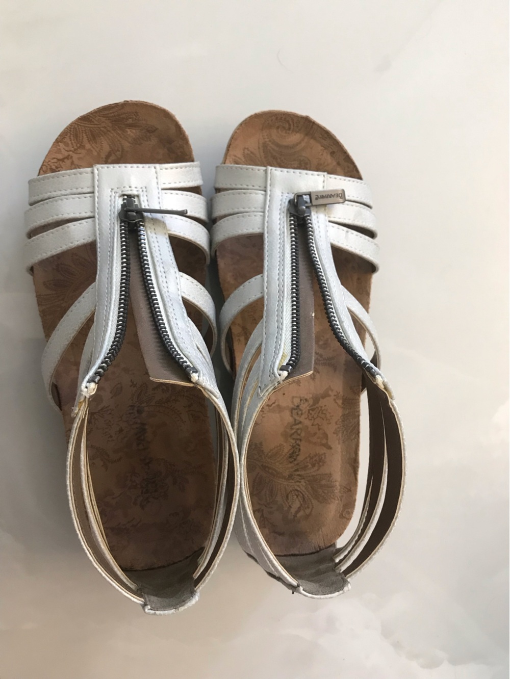 White Strappy Women’s Wedge Sandals with Zipper